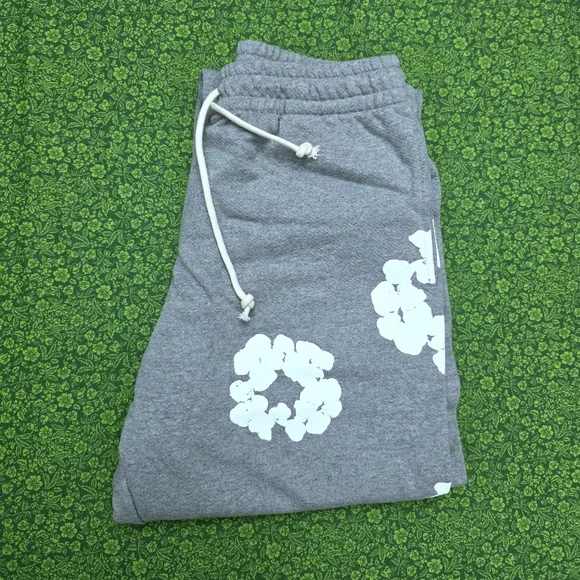 Denim Tear Grey Sweatpants with White Florals Unisex
